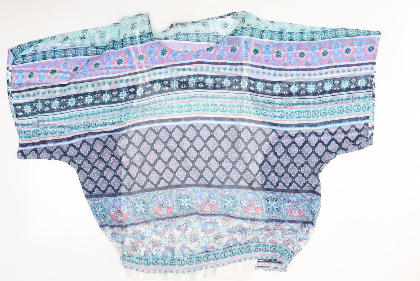 Bonmarché Womens Multicoloured Geometric Polyester Jersey Blouse Size 18 Round Neck