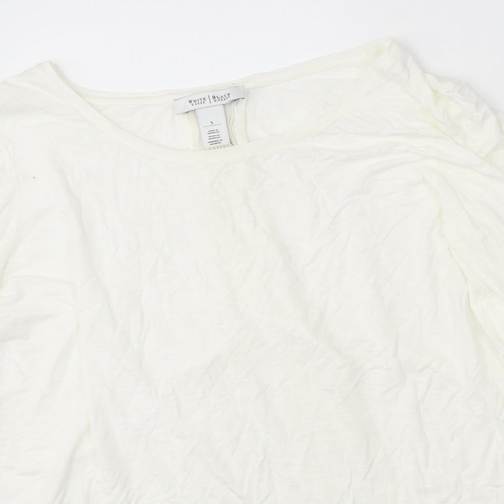 White House Black Market Womens White Polyester Basic Polo Size S Round Neck