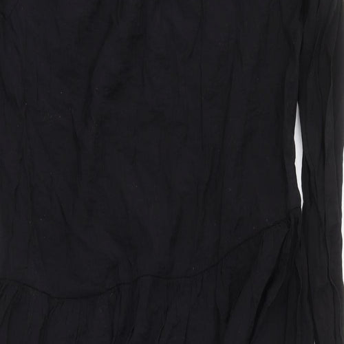 H&M Womens Black Polyester Maxi Size S Round Neck Button