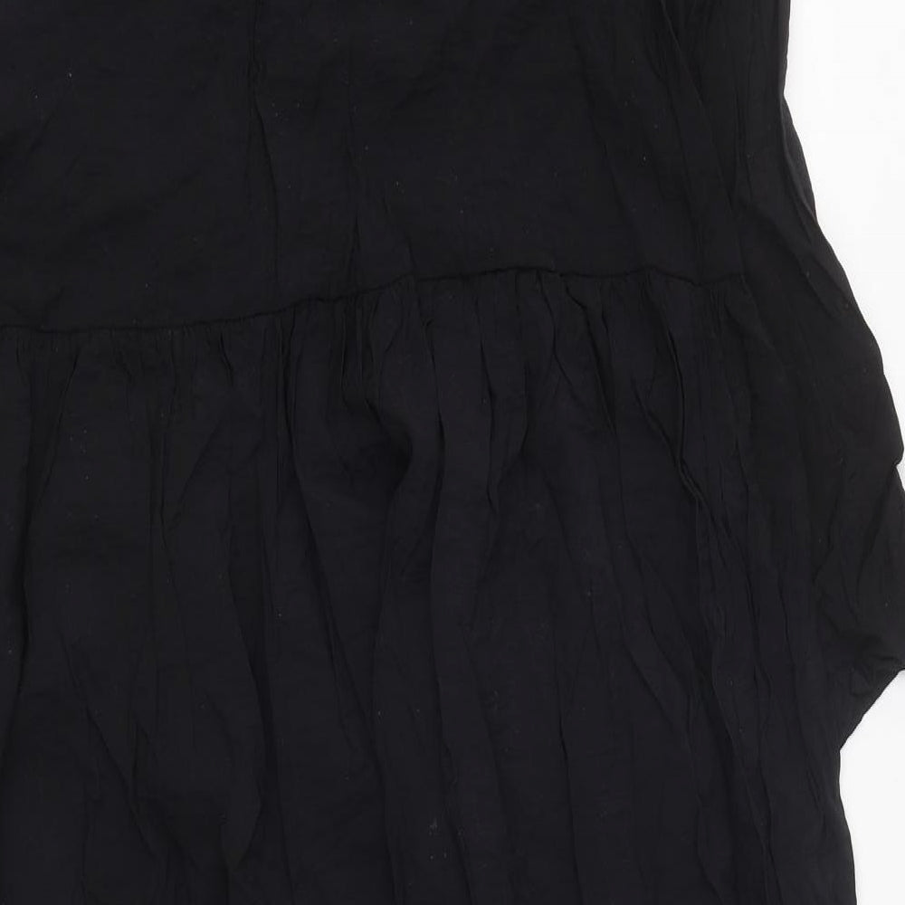 H&M Womens Black Polyester Maxi Size S Round Neck Button