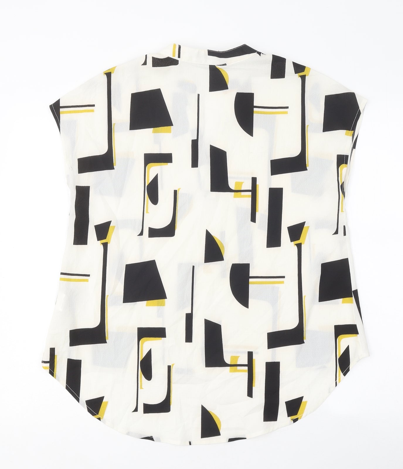 SheIn Womens White Geometric Basic Blouse Size M V-Neck