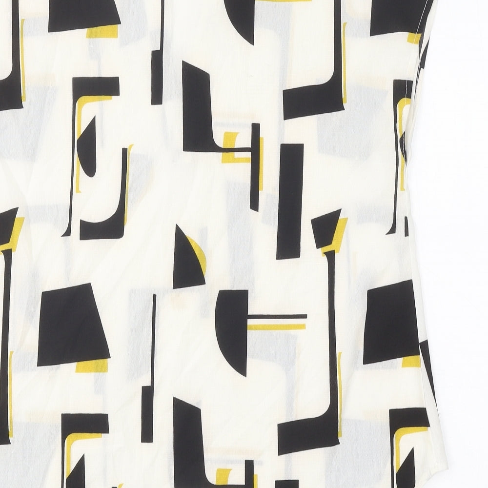 SheIn Womens White Geometric Basic Blouse Size M V-Neck