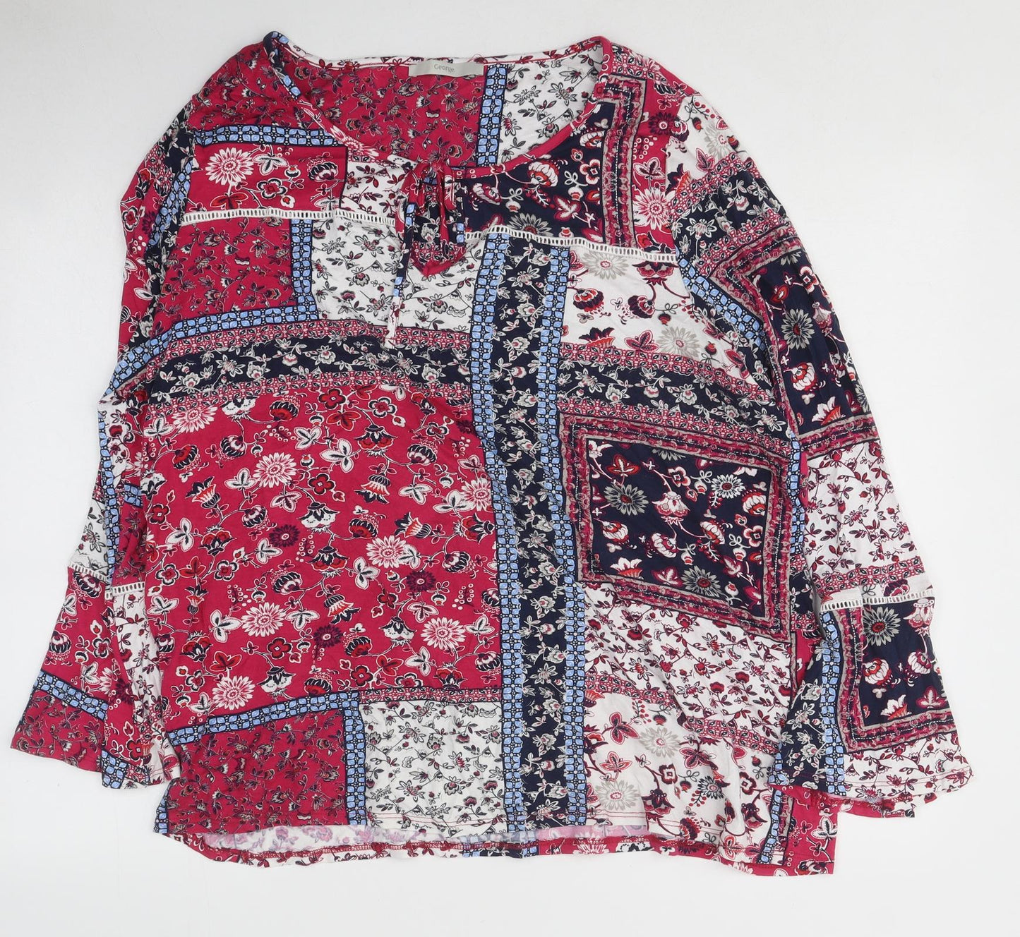 George Womens Multicoloured Floral Polyester Basic Blouse Size 22 Round Neck