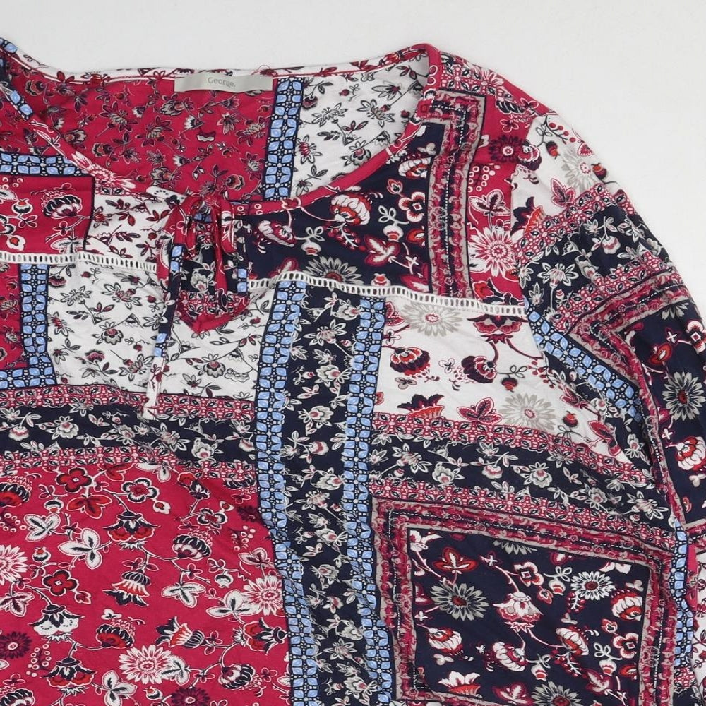George Womens Multicoloured Floral Polyester Basic Blouse Size 22 Round Neck