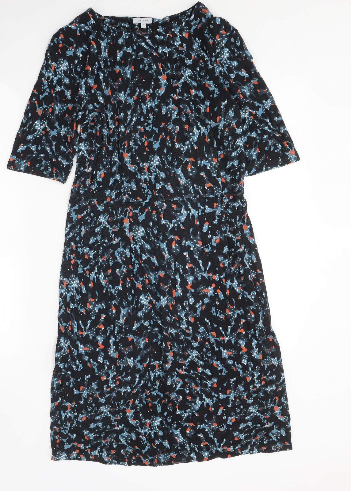 Jigsaw Womens Multicoloured Geometric Polyester Slip Dress Size S Round Neck Pullover