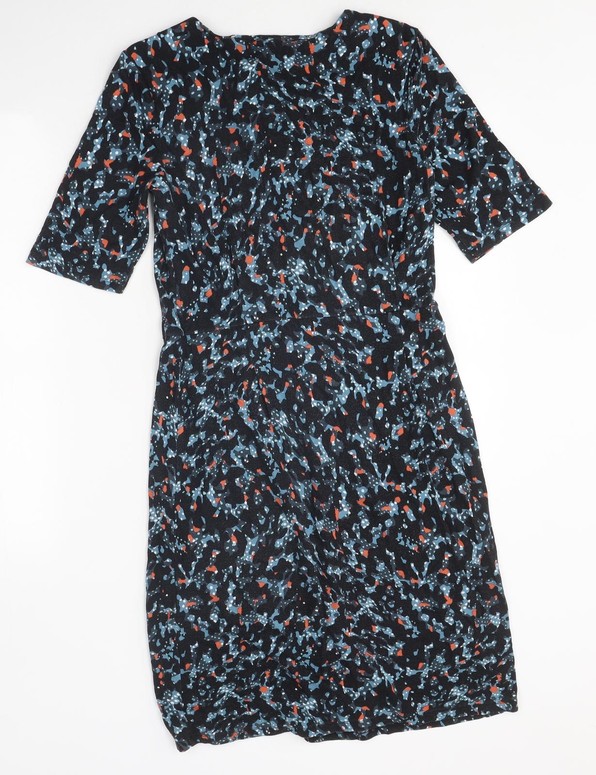 Jigsaw Womens Multicoloured Geometric Polyester Slip Dress Size S Round Neck Pullover