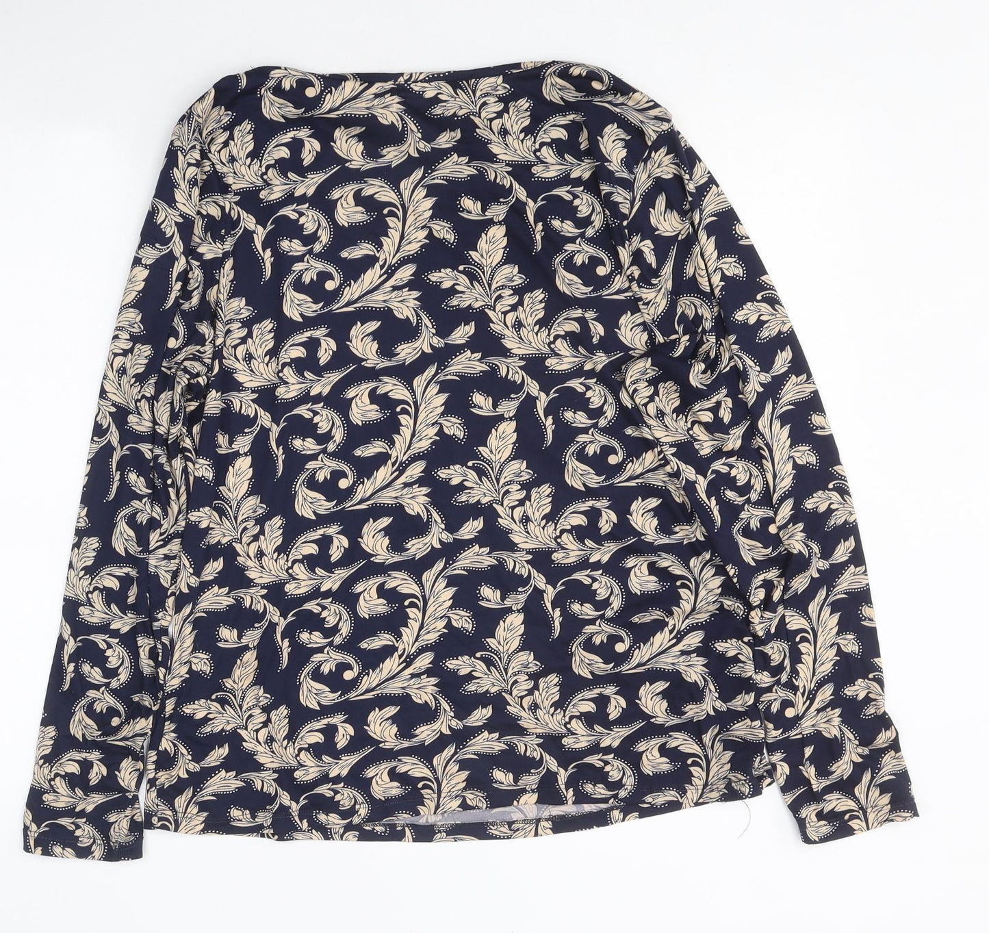 Jessica Graaf Womens Blue Floral Polyester Basic Blouse Size XL Cowl Neck