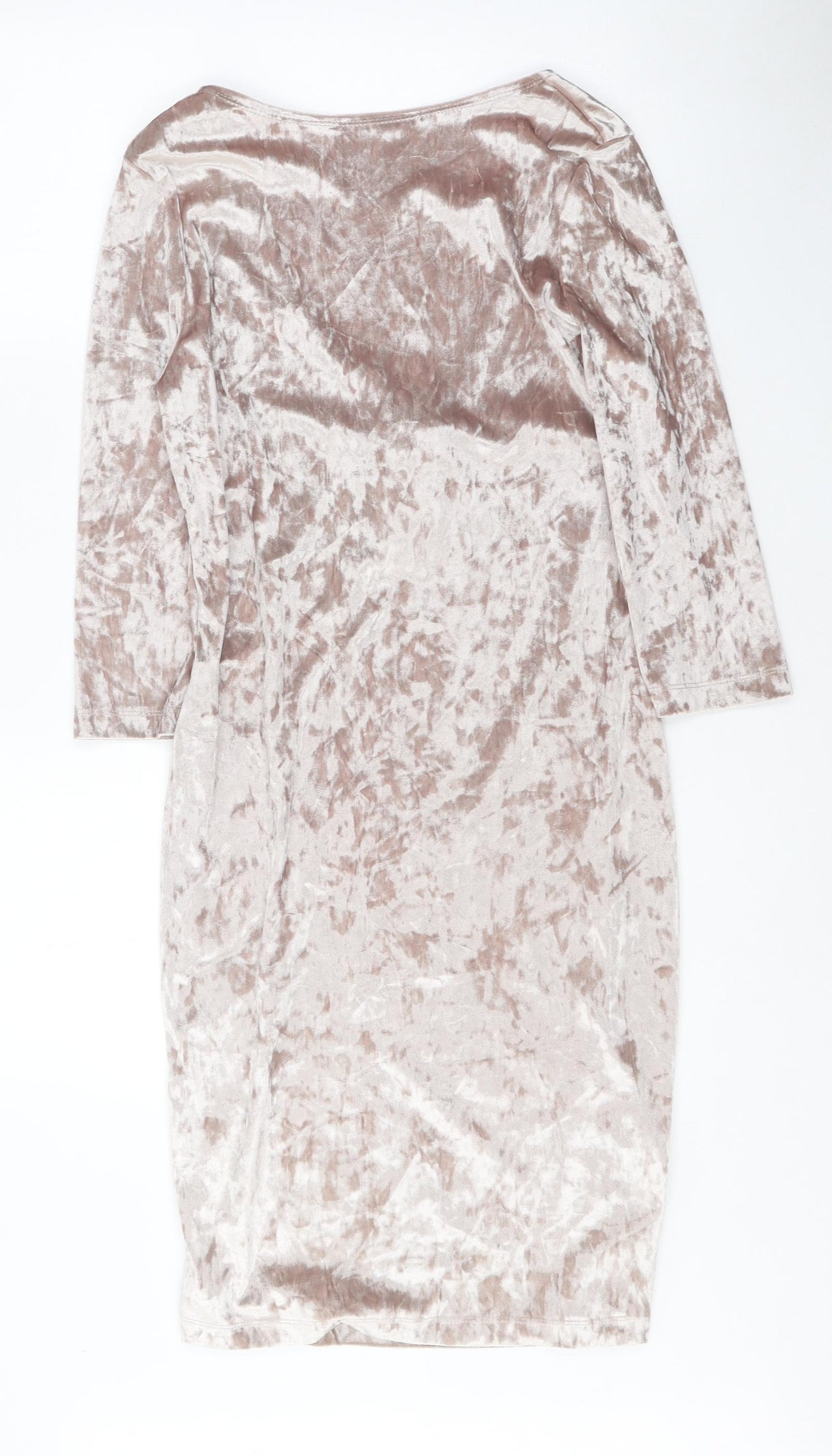 Primark Womens Beige Polyester Bodycon Size 12 Round Neck Pullover