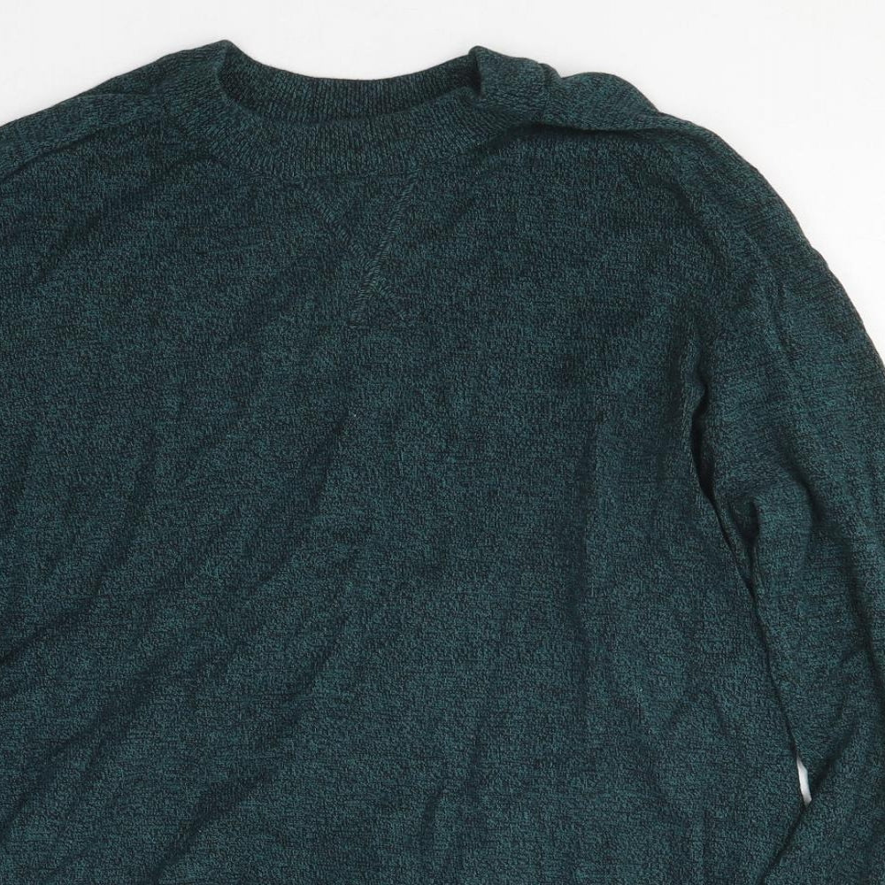 Primark Mens Green Round Neck Polyester Pullover Jumper Size M