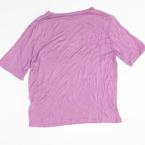 Boohoo Womens Purple Polyester Basic T-Shirt Size S Round Neck - Girl Gang