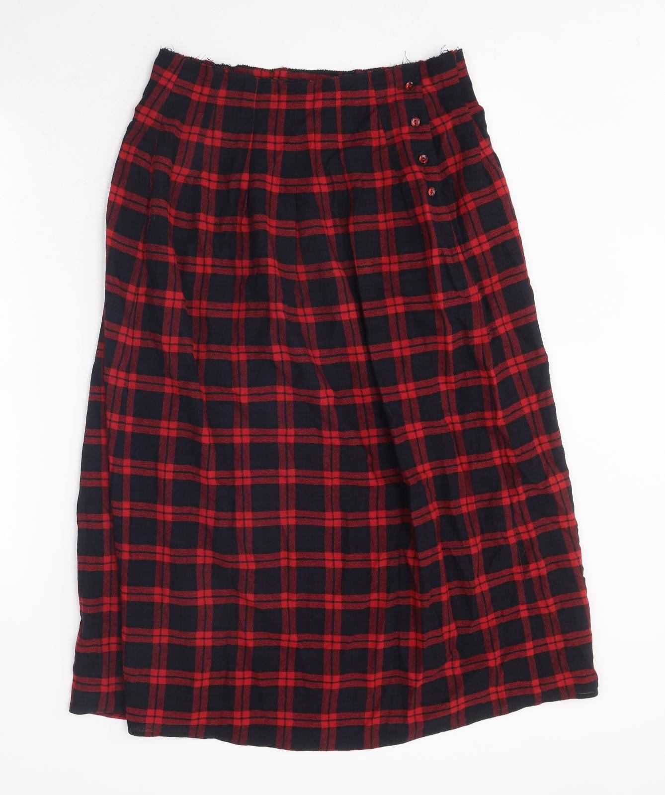 Bellerose Womens Multicoloured Plaid Polyester A-Line Skirt Size 4 Button