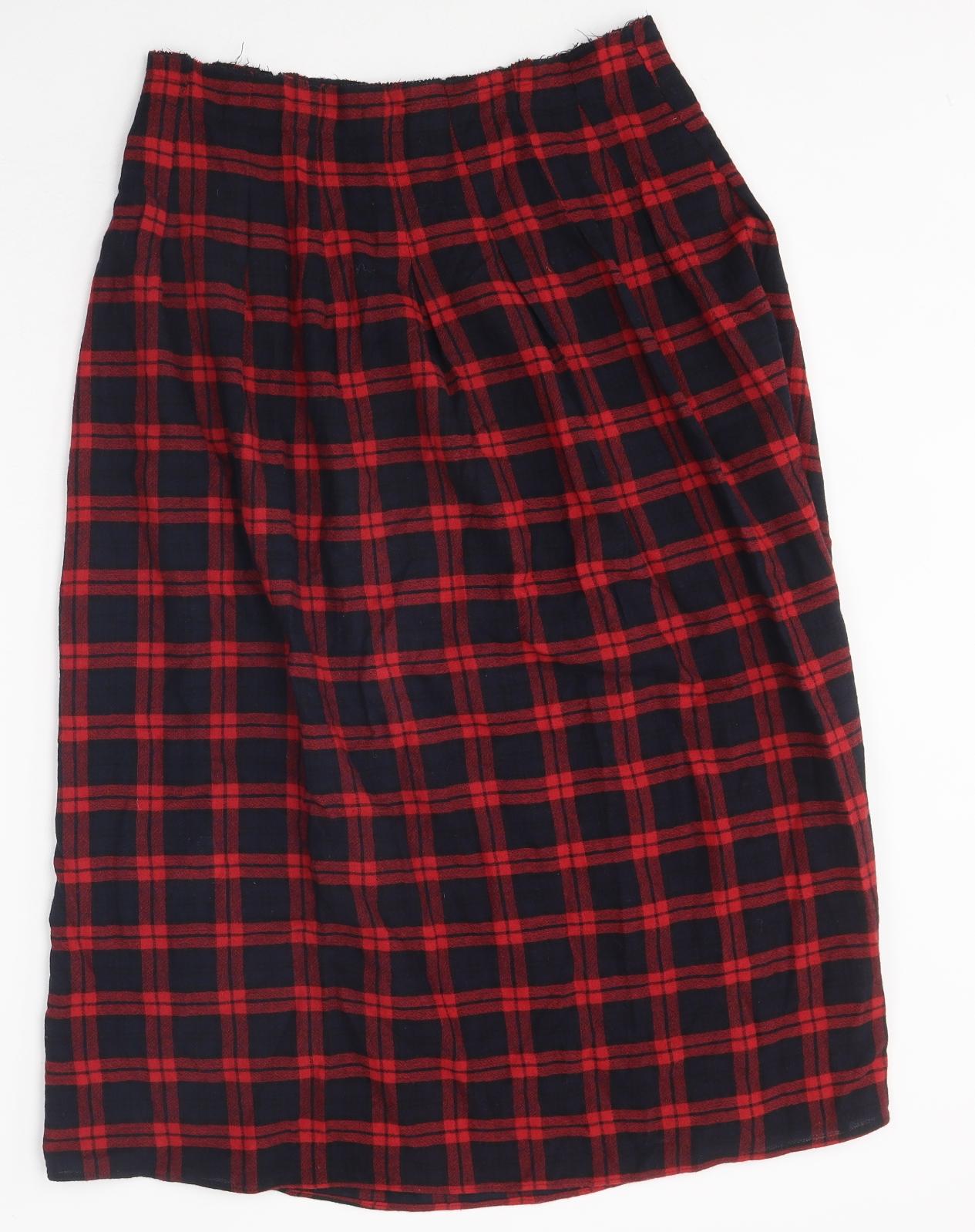 Bellerose Womens Multicoloured Plaid Polyester A-Line Skirt Size 4 Button