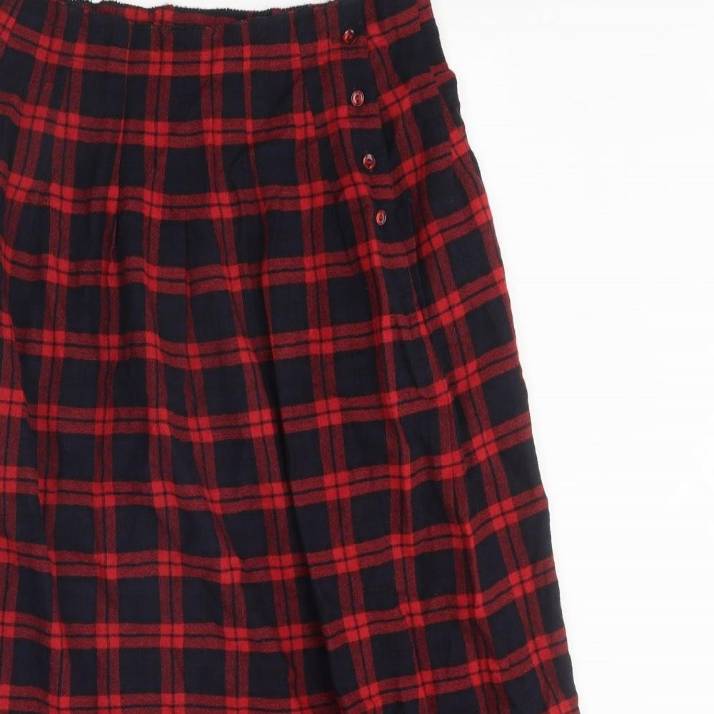 Bellerose Womens Multicoloured Plaid Polyester A-Line Skirt Size 4 Button