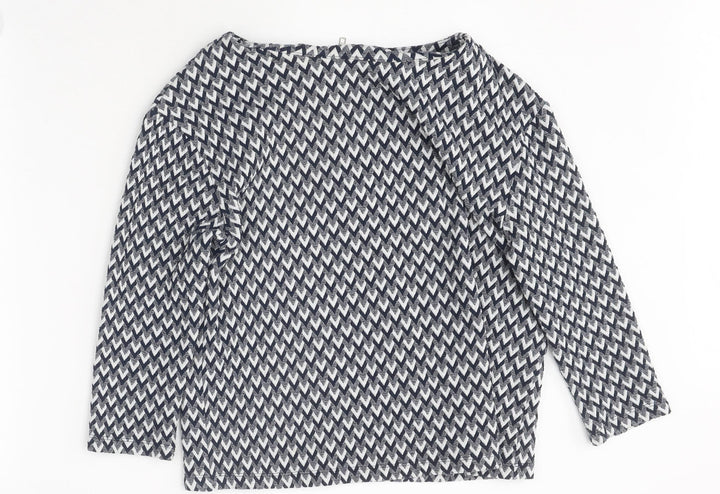 River Island Womens Multicoloured Geometric Polyester Basic Blouse Size 8 Boat Neck