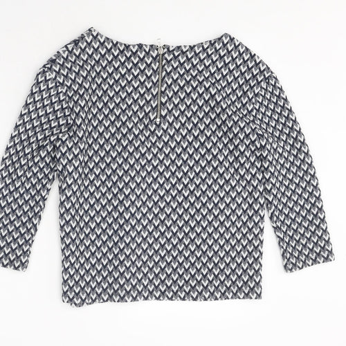 River Island Womens Multicoloured Geometric Polyester Basic Blouse Size 8 Boat Neck