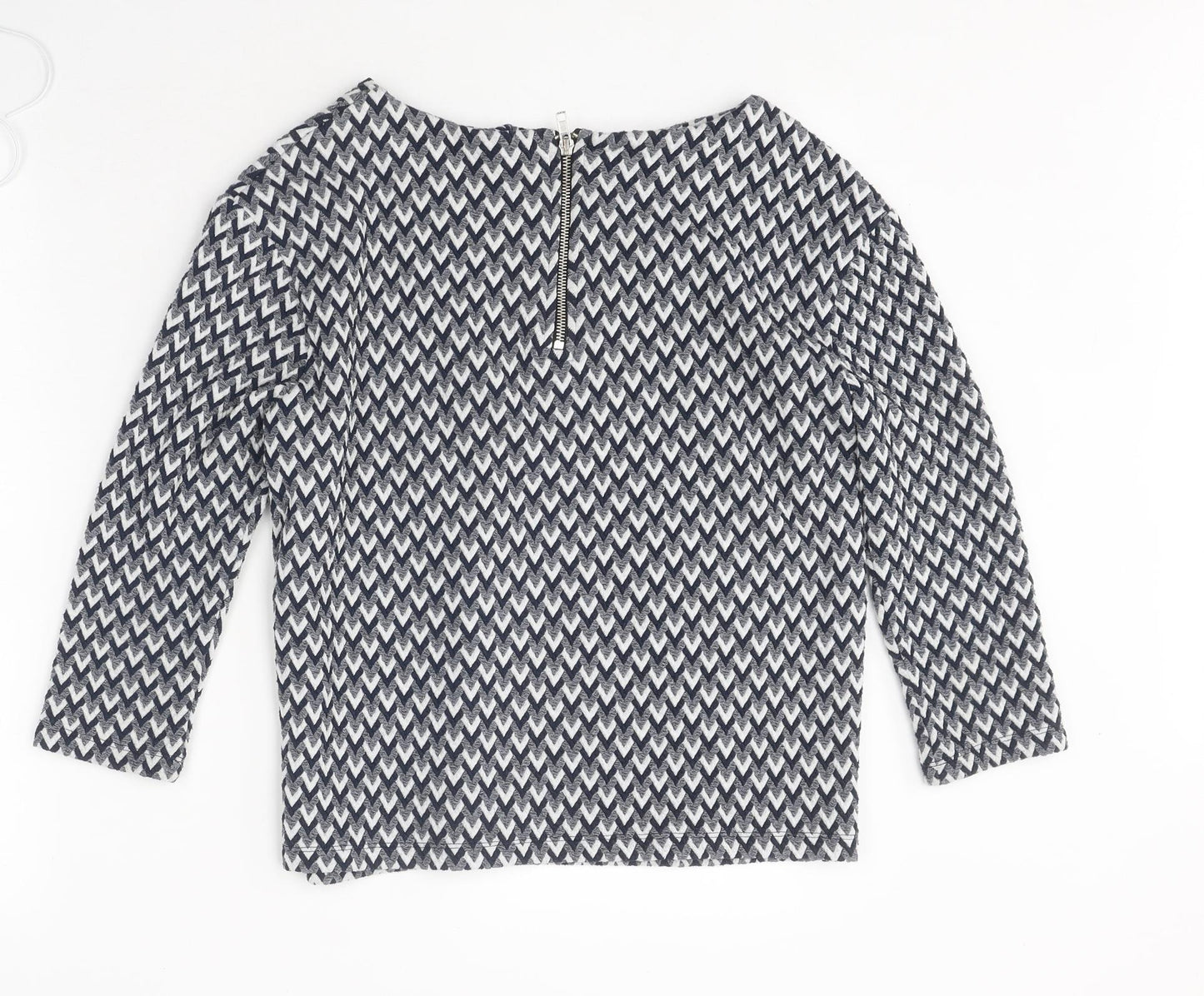 River Island Womens Multicoloured Geometric Polyester Basic Blouse Size 8 Boat Neck