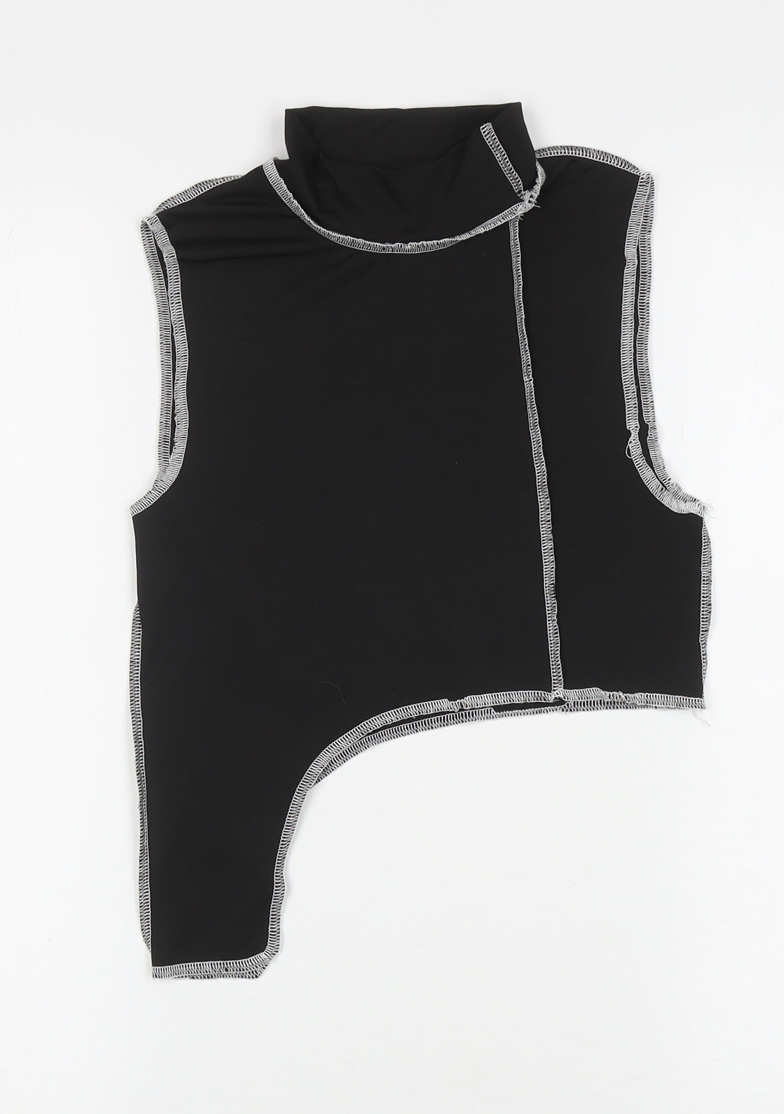 Preworn Womens Black Polyester Cropped Tank Size M Mock Neck