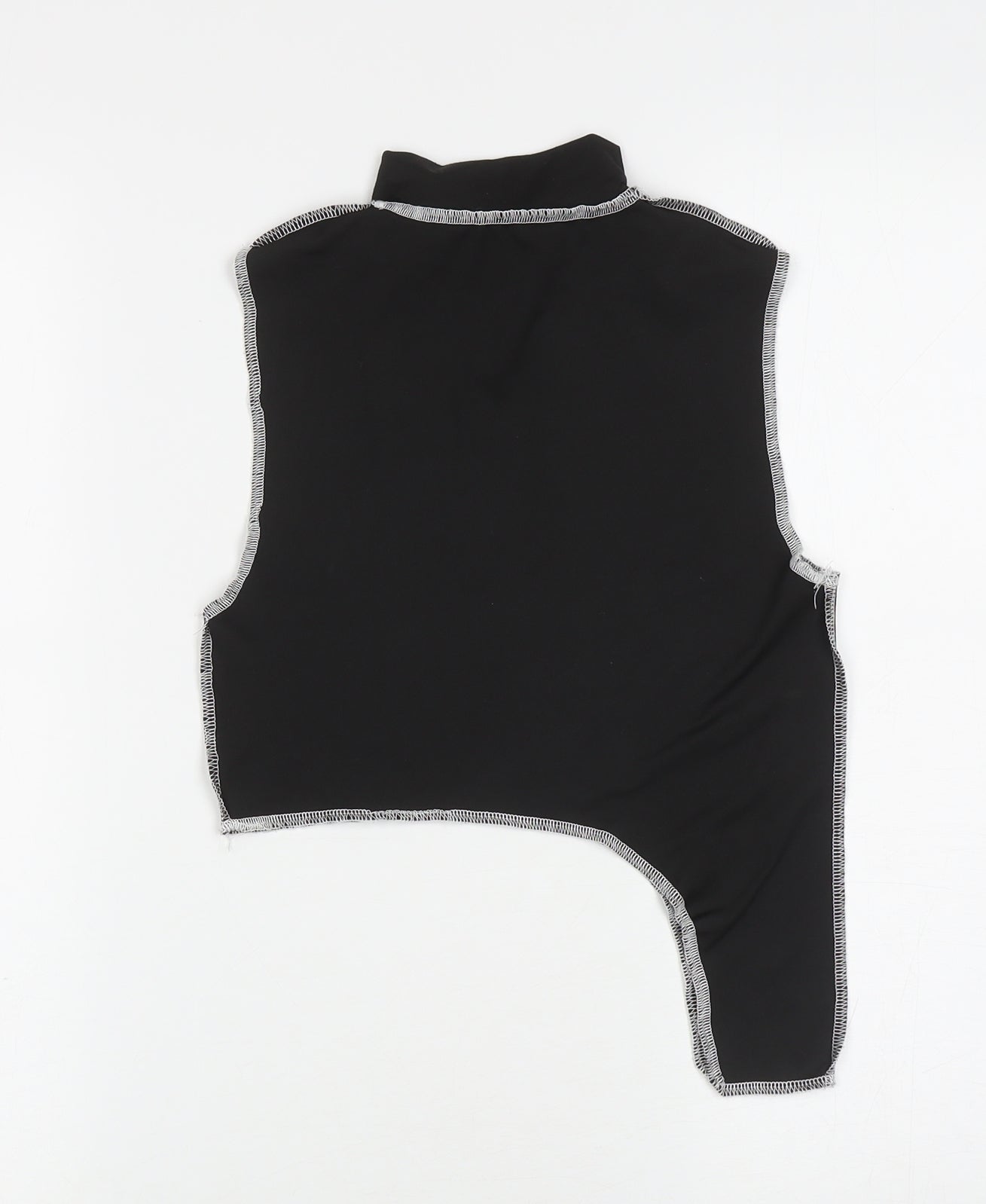 Preworn Womens Black Polyester Cropped Tank Size M Mock Neck