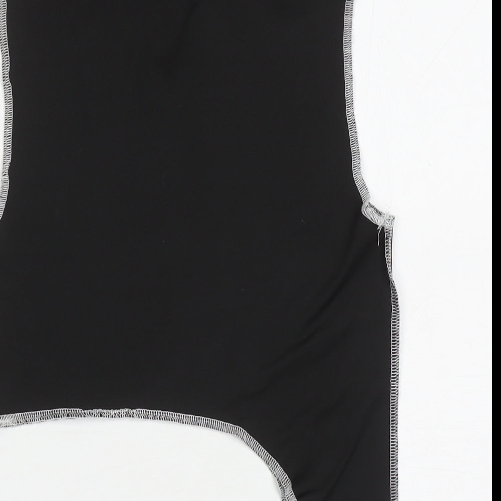 Preworn Womens Black Polyester Cropped Tank Size M Mock Neck