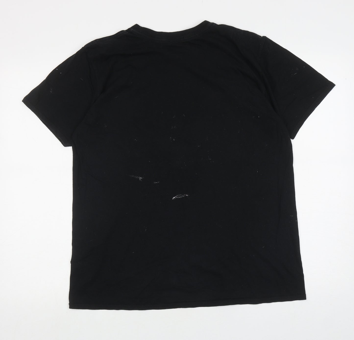 Nasty Gal Womens Black Cotton Basic T-Shirt Size L Round Neck - Faces