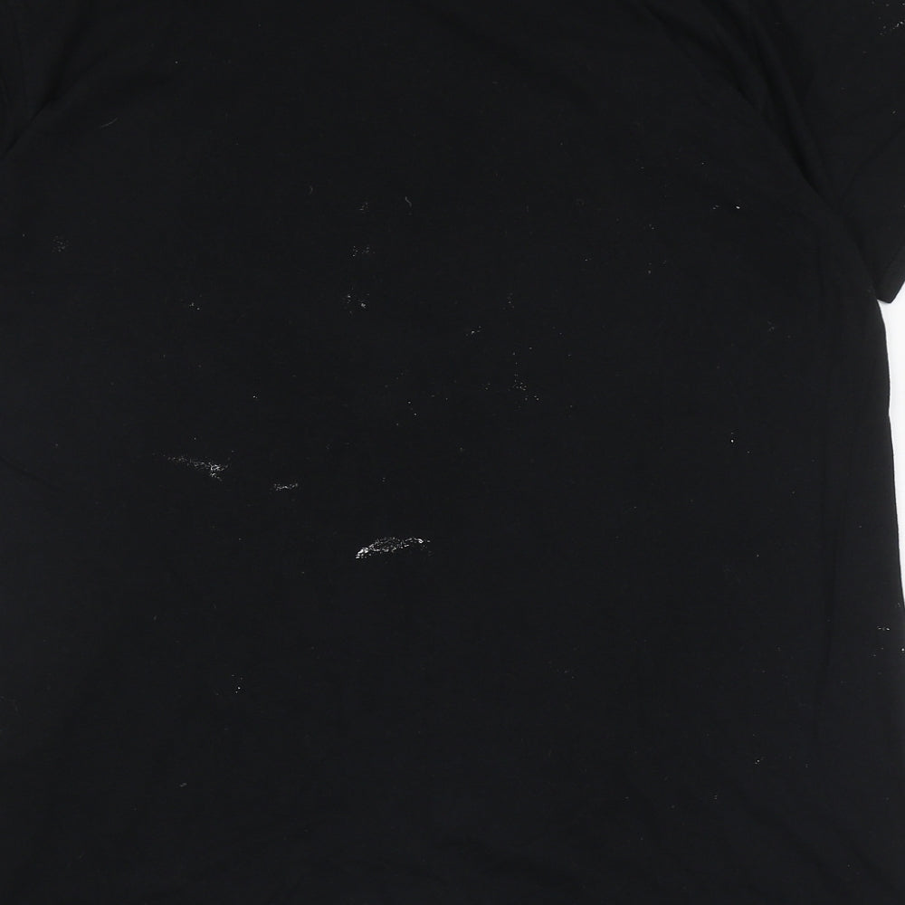Nasty Gal Womens Black Cotton Basic T-Shirt Size L Round Neck - Faces