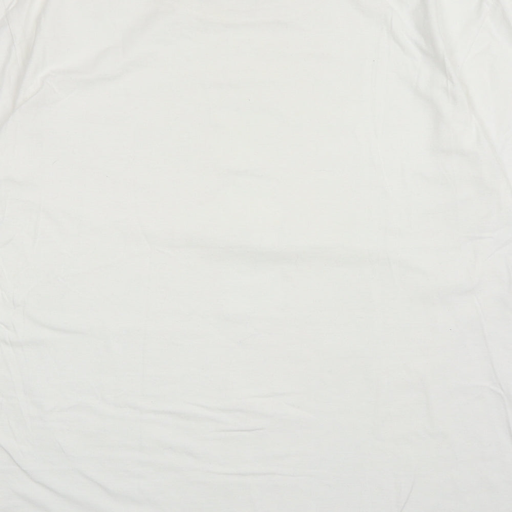 Gildan Womens White Cotton Basic T-Shirt Size L Round Neck - Teddy Bear
