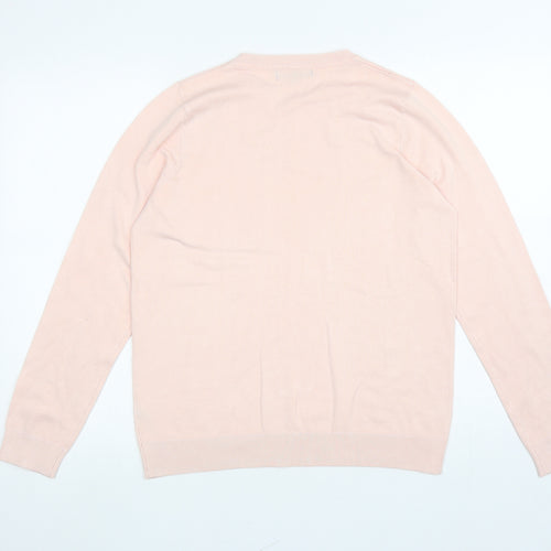 Preworn Womens Pink Round Neck Geometric Viscose Pullover Jumper Size 14 - Stars