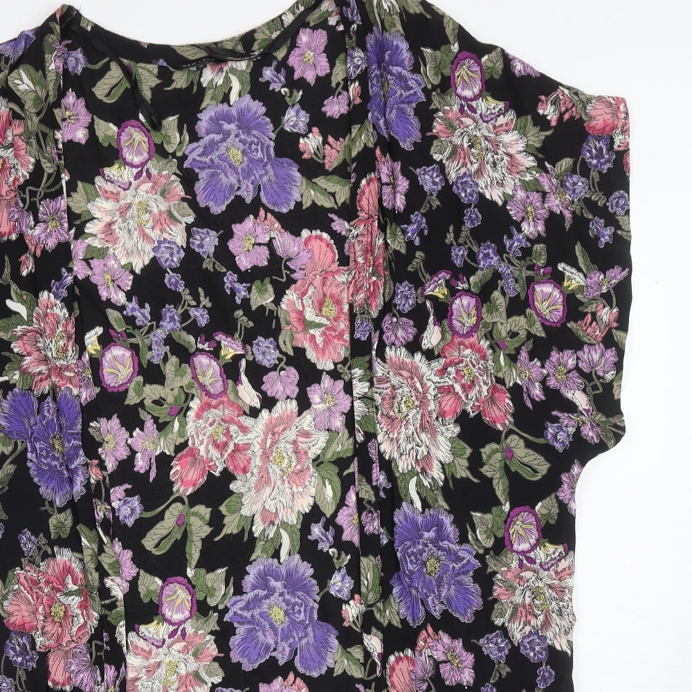 New Look Womens Black Floral Kimono Jacket Size 12