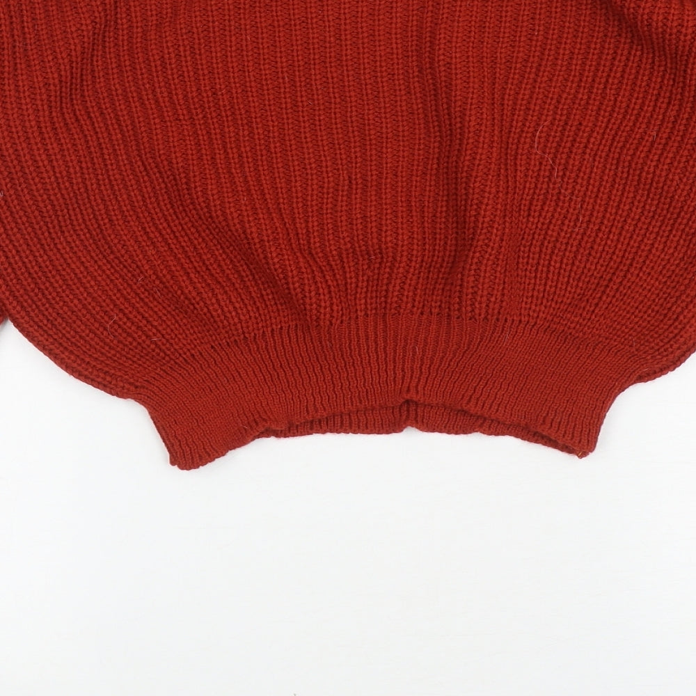 Boohoo Womens Orange Boat Neck Acrylic Pullover Jumper Size XL - Off the shoulder