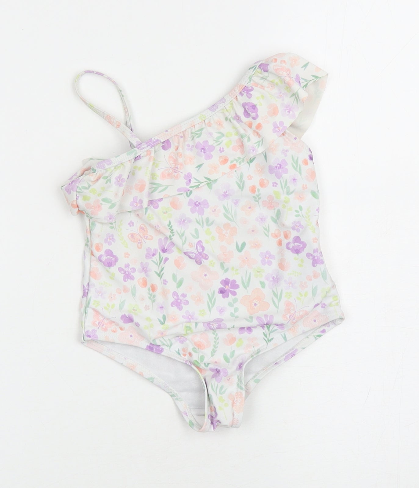 Matalan Girls White Floral Polyester Leotard One-Piece Size 2-3 Years Pullover