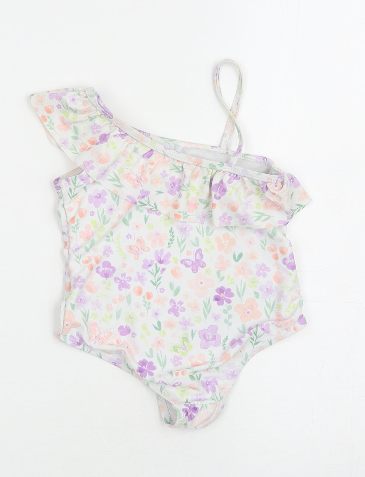 Matalan Girls White Floral Polyester Leotard One-Piece Size 2-3 Years Pullover