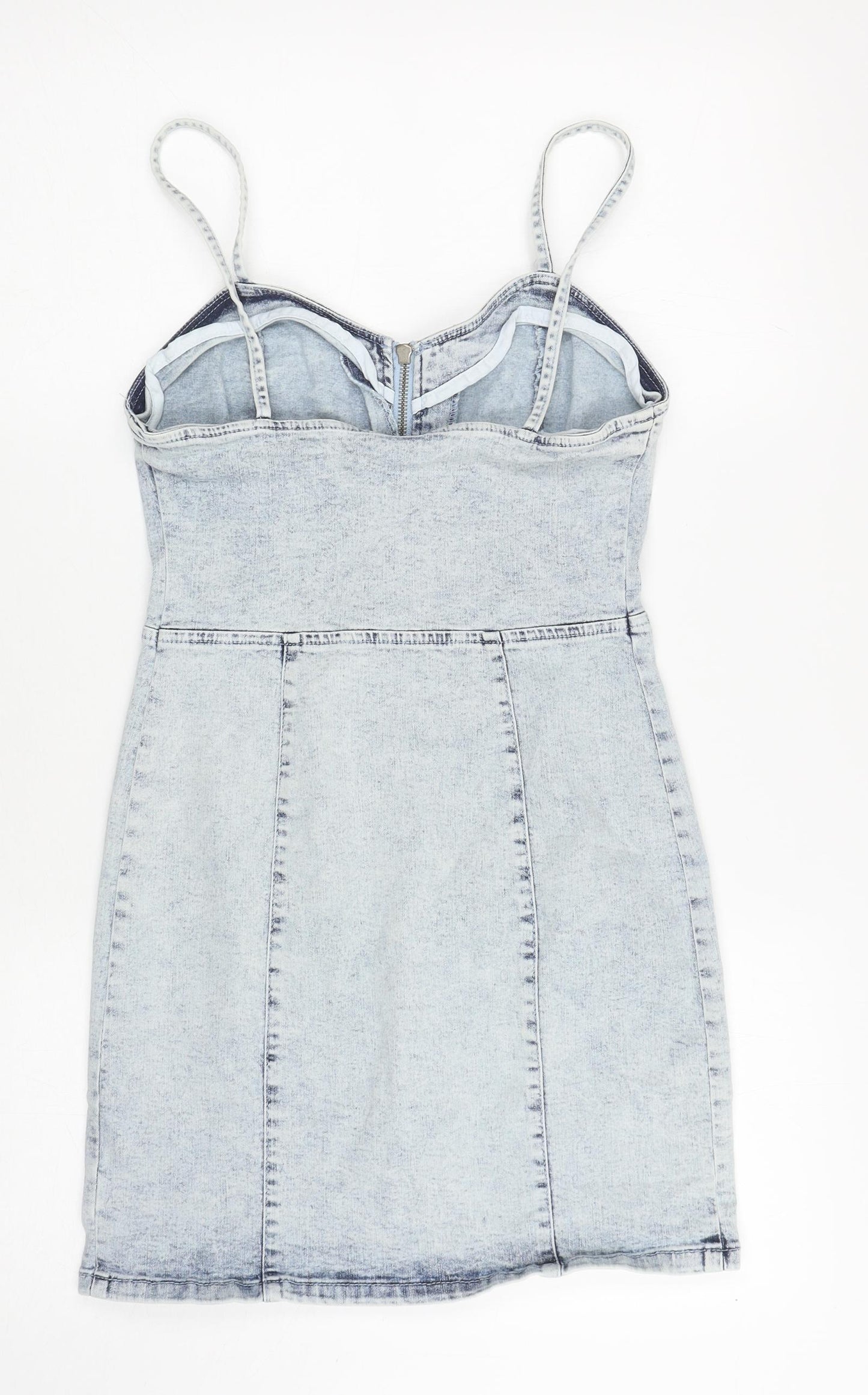 Denim Co Womens Blue Cotton Mini Size 10 Sweetheart Zip