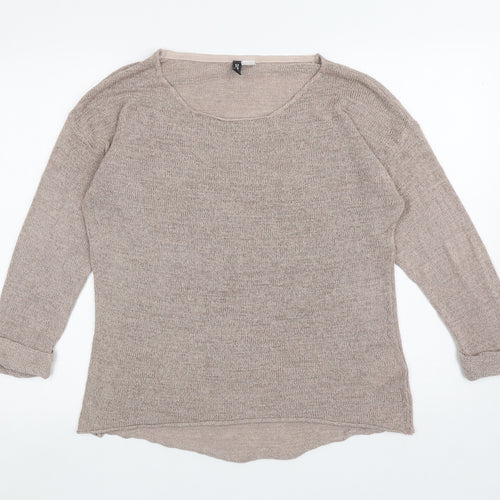 Divided Womens Brown Scoop Neck Acrylic Pullover Jumper Size S