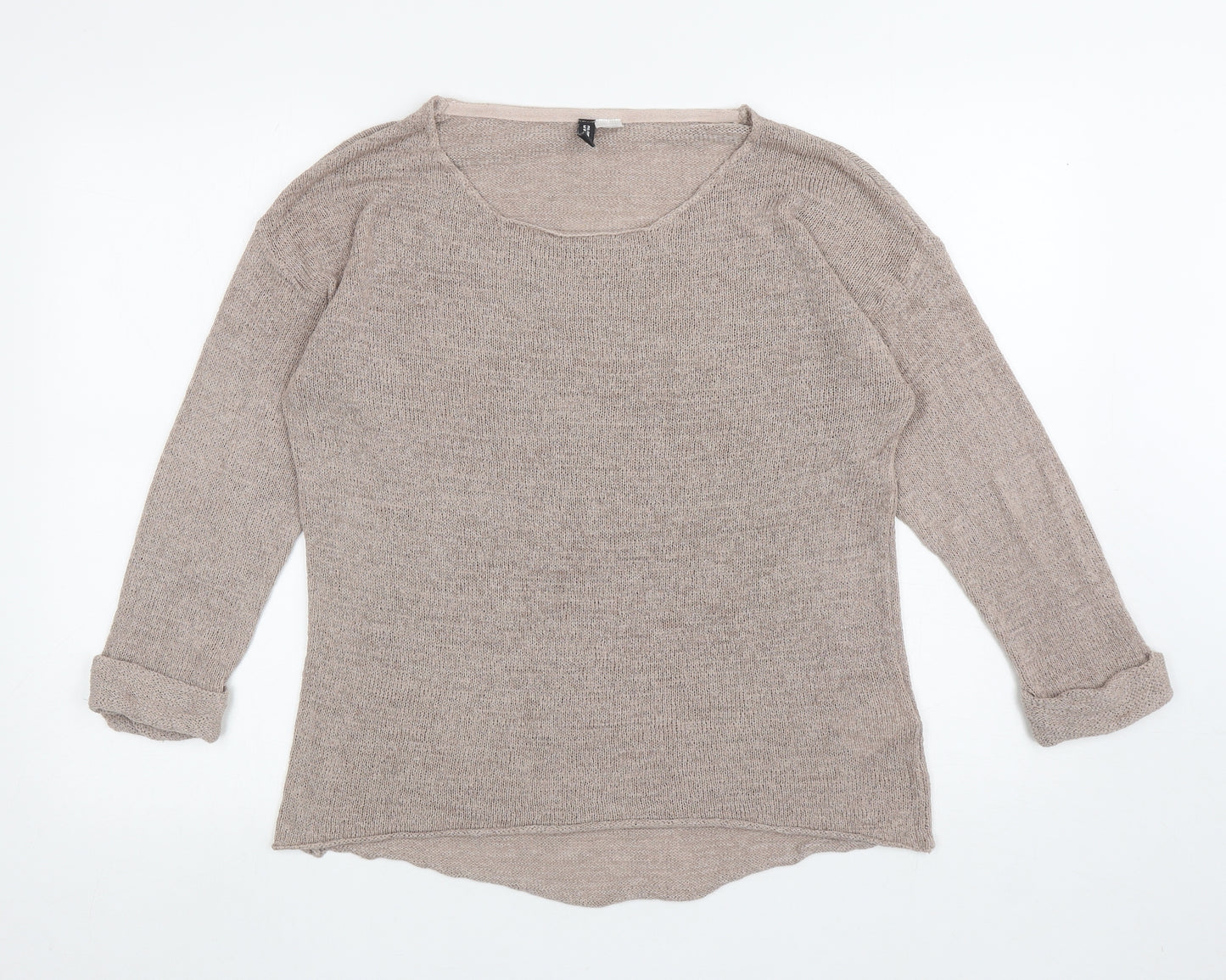 Divided Womens Brown Scoop Neck Acrylic Pullover Jumper Size S