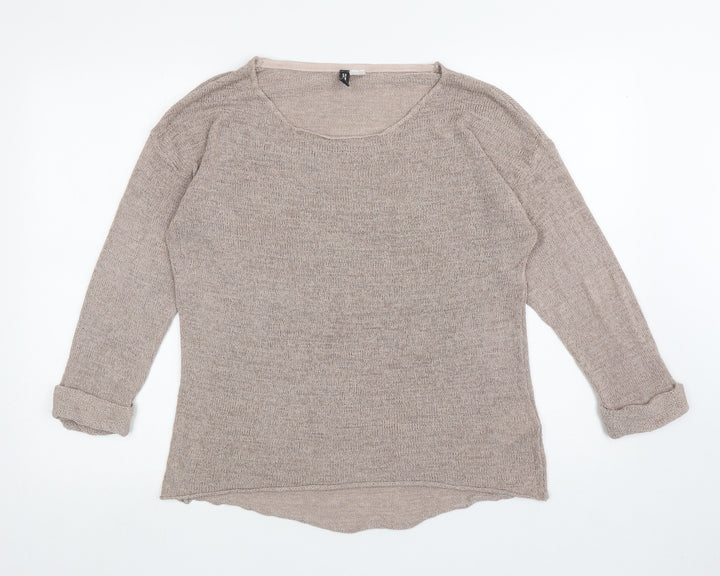Divided Womens Brown Scoop Neck Acrylic Pullover Jumper Size S