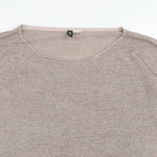 Divided Womens Brown Scoop Neck Acrylic Pullover Jumper Size S