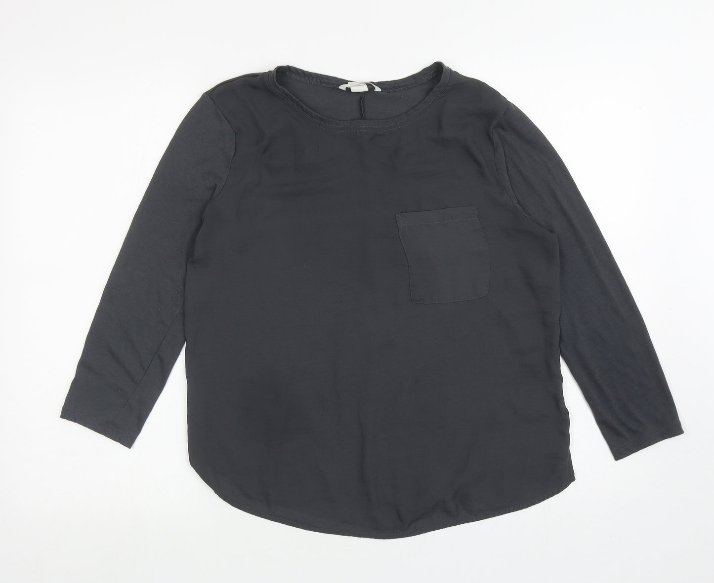 H&M Womens Grey Polyester Basic T-Shirt Size S Round Neck