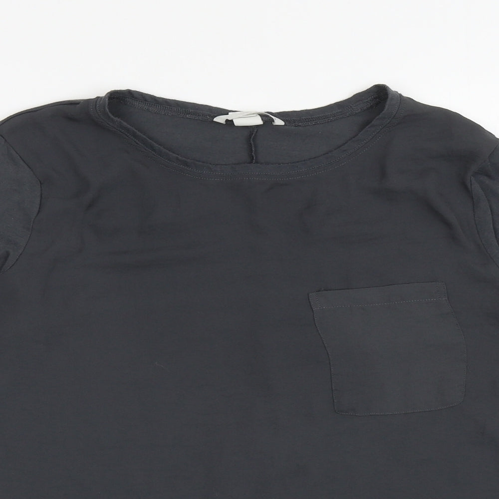 H&M Womens Grey Polyester Basic T-Shirt Size S Round Neck