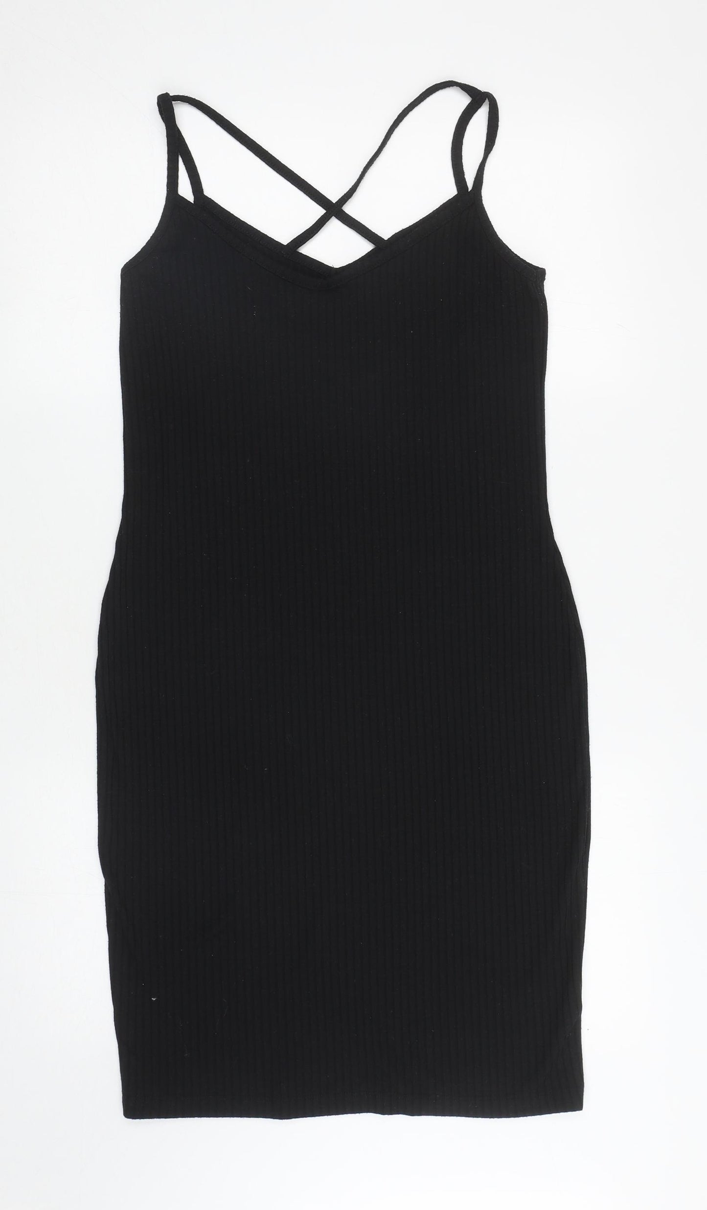 F&F Womens Black Polyester Bodycon Size 10 V-Neck Pullover