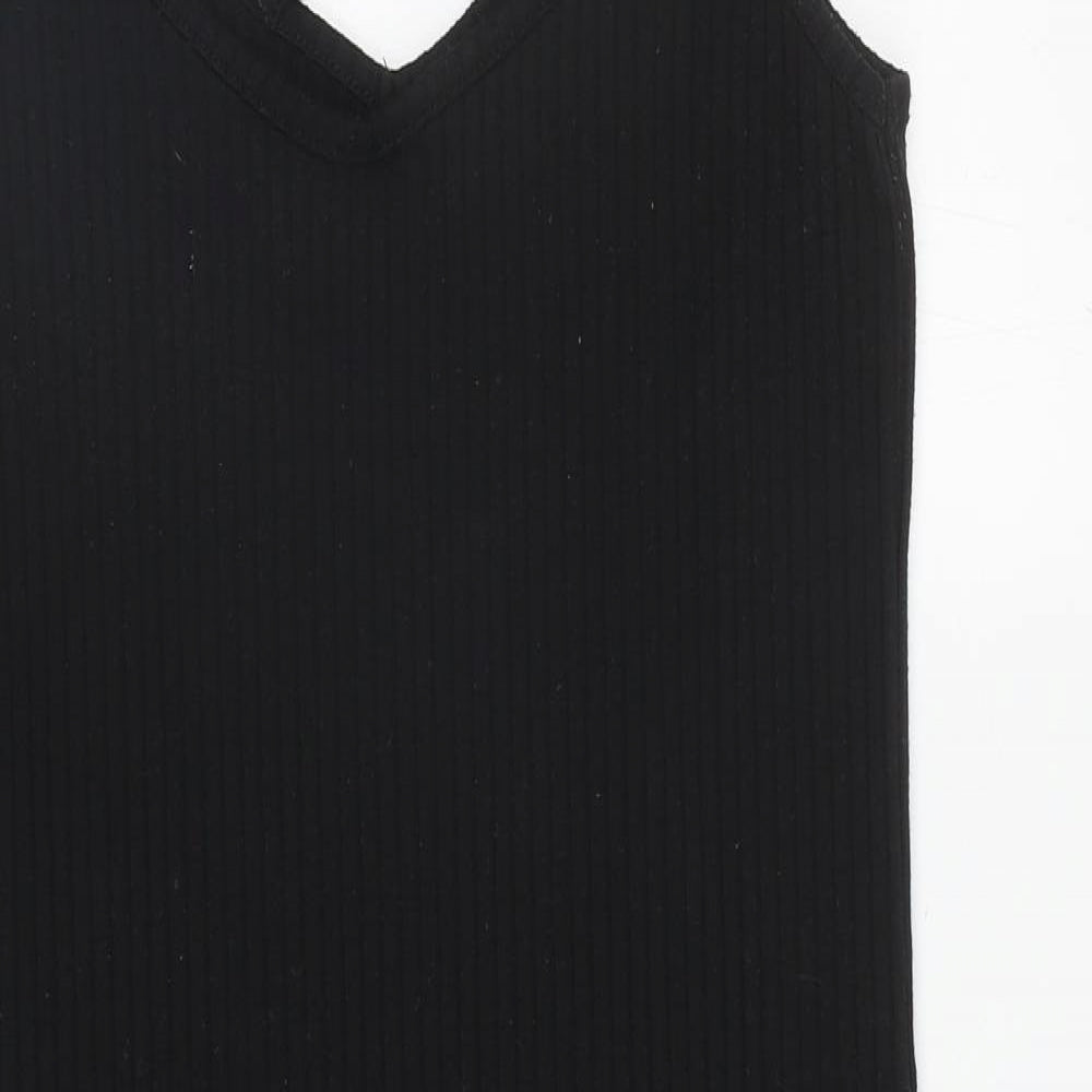 F&F Womens Black Polyester Bodycon Size 10 V-Neck Pullover