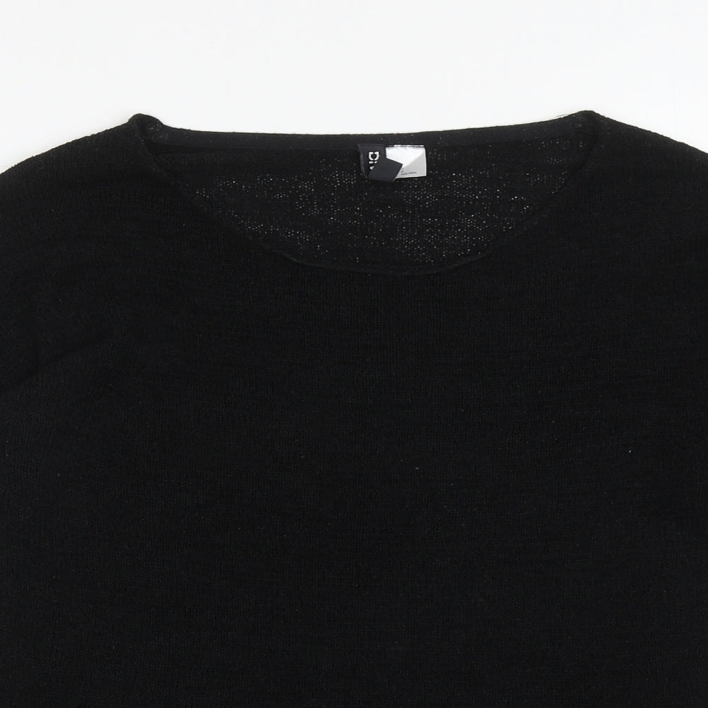 Divided Womens Black Scoop Neck Acrylic Pullover Jumper Size S