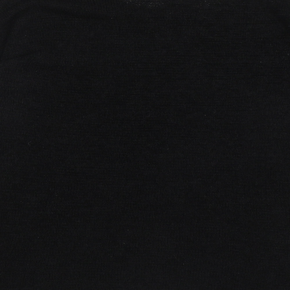 Divided Womens Black Scoop Neck Acrylic Pullover Jumper Size S