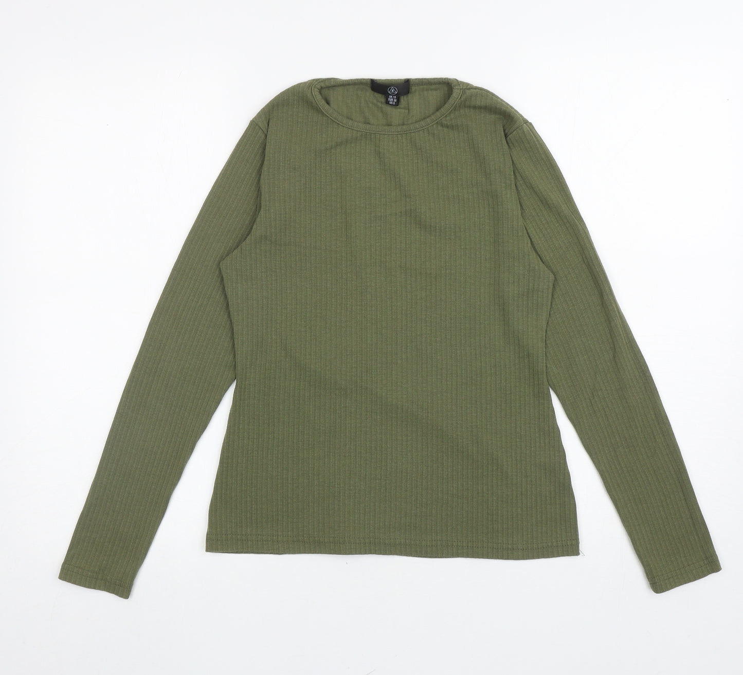 Missguided Womens Green Cotton Basic T-Shirt Size 10 Round Neck