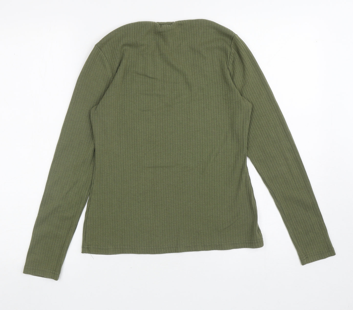 Missguided Womens Green Cotton Basic T-Shirt Size 10 Round Neck