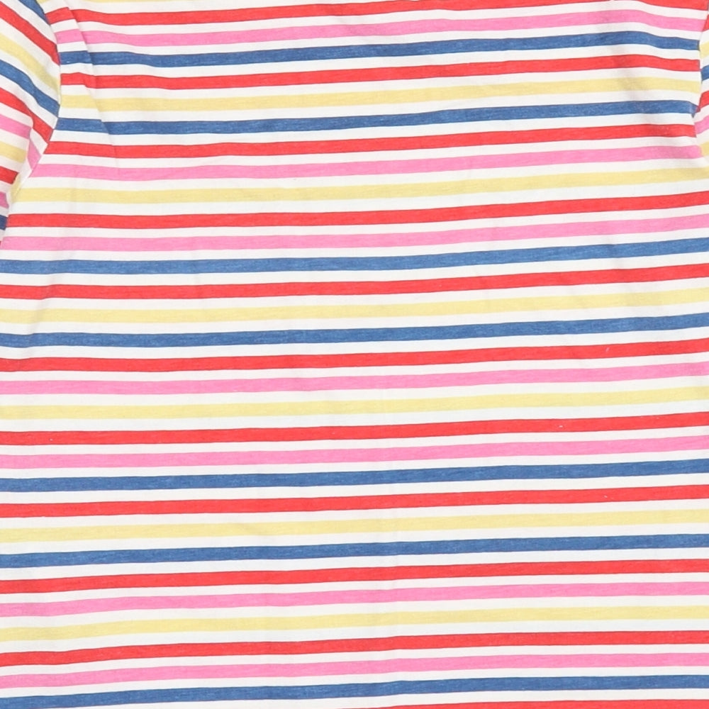 Primark Girls Multicoloured Striped Cotton Basic T-Shirt Size 6-7 Years Round Neck Pullover