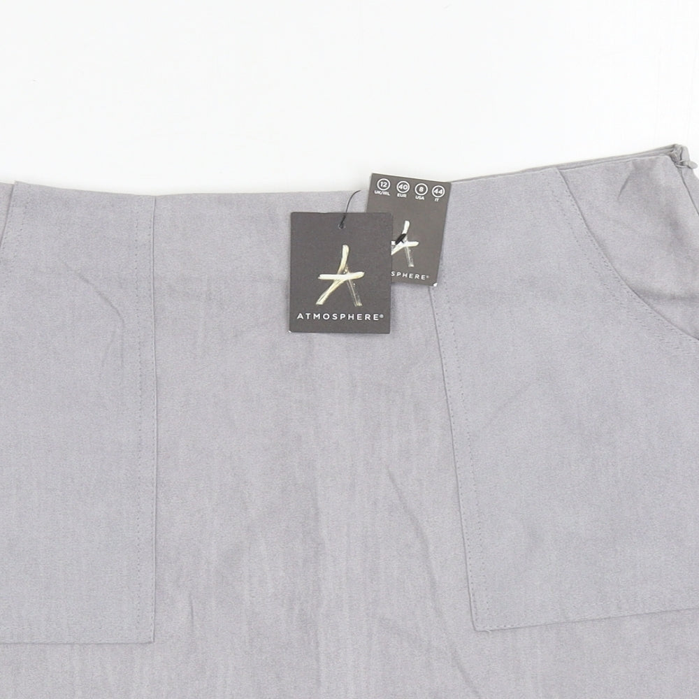 Atmosphere Womens Grey Polyester Mini Skirt Size 12 Zip