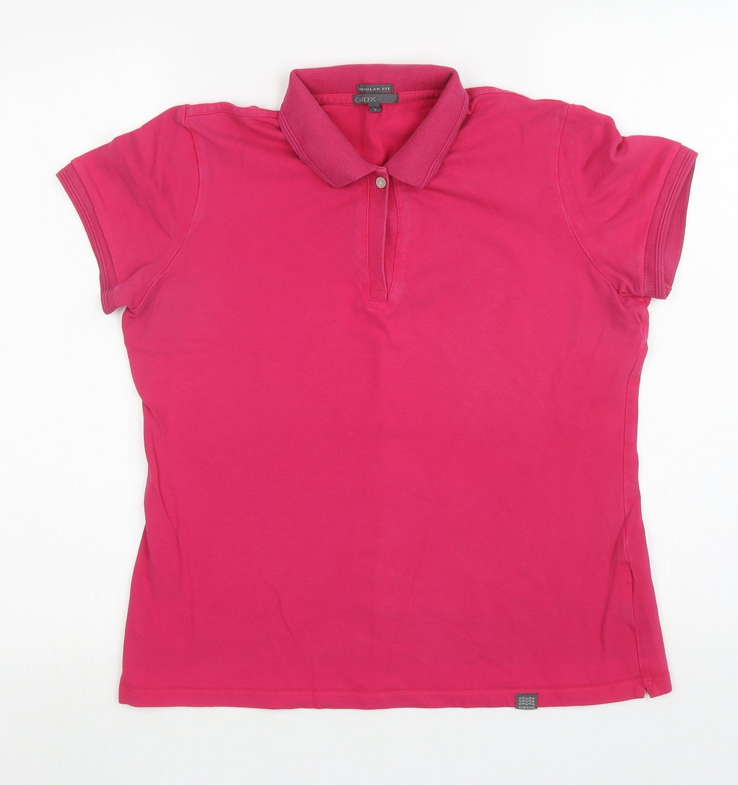 Geox Womens Pink Cotton Basic Polo Size L Collared