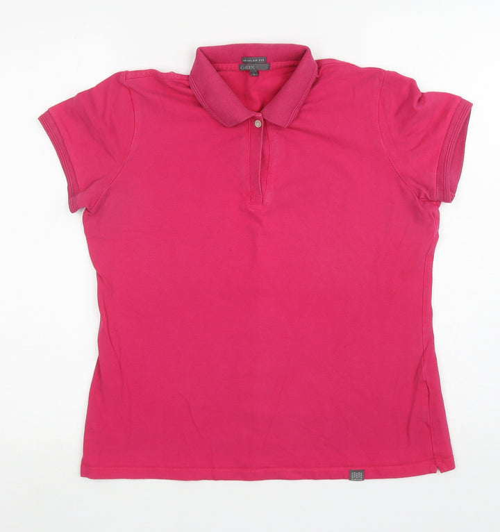 Geox Womens Pink Cotton Basic Polo Size L Collared