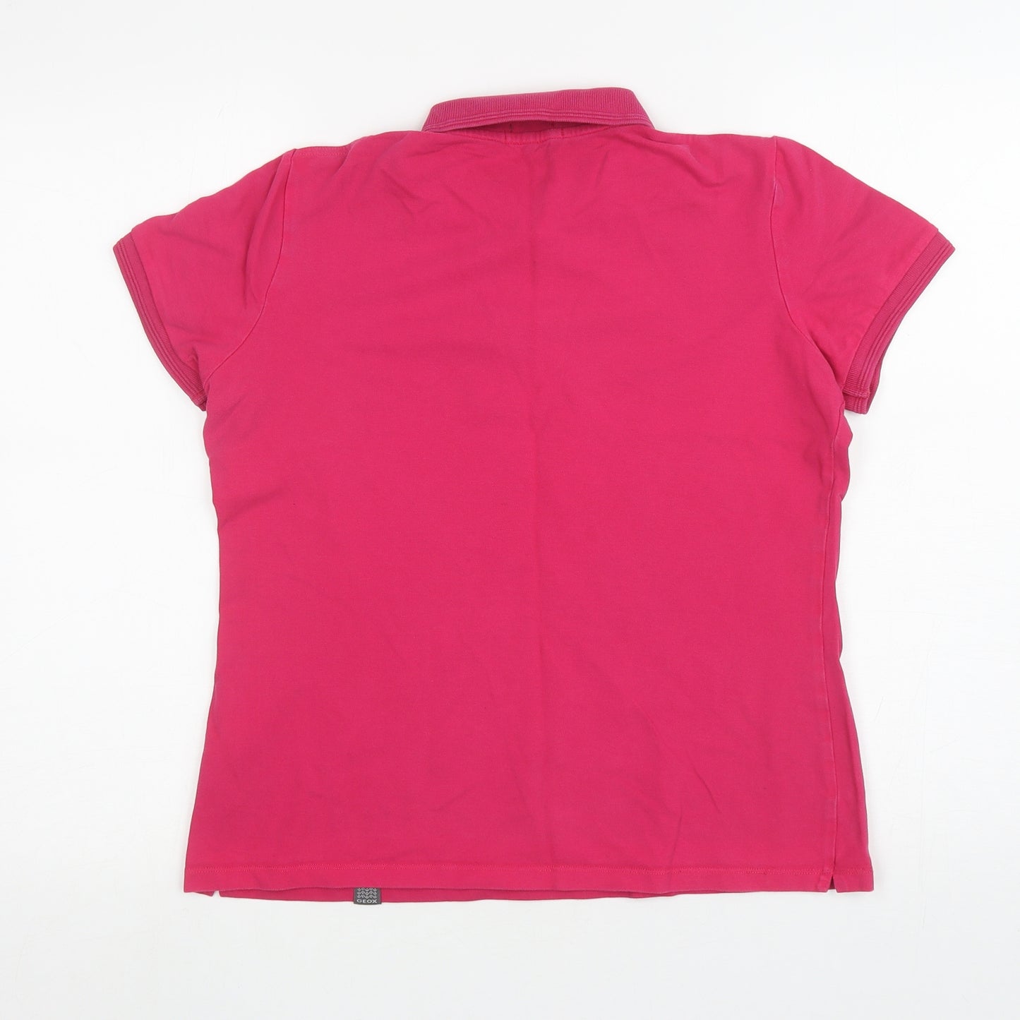 Geox Womens Pink Cotton Basic Polo Size L Collared