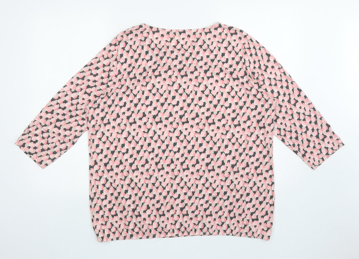 Rabe Womens Multicoloured Geometric Polyester Basic T-Shirt Size 18 Scoop Neck